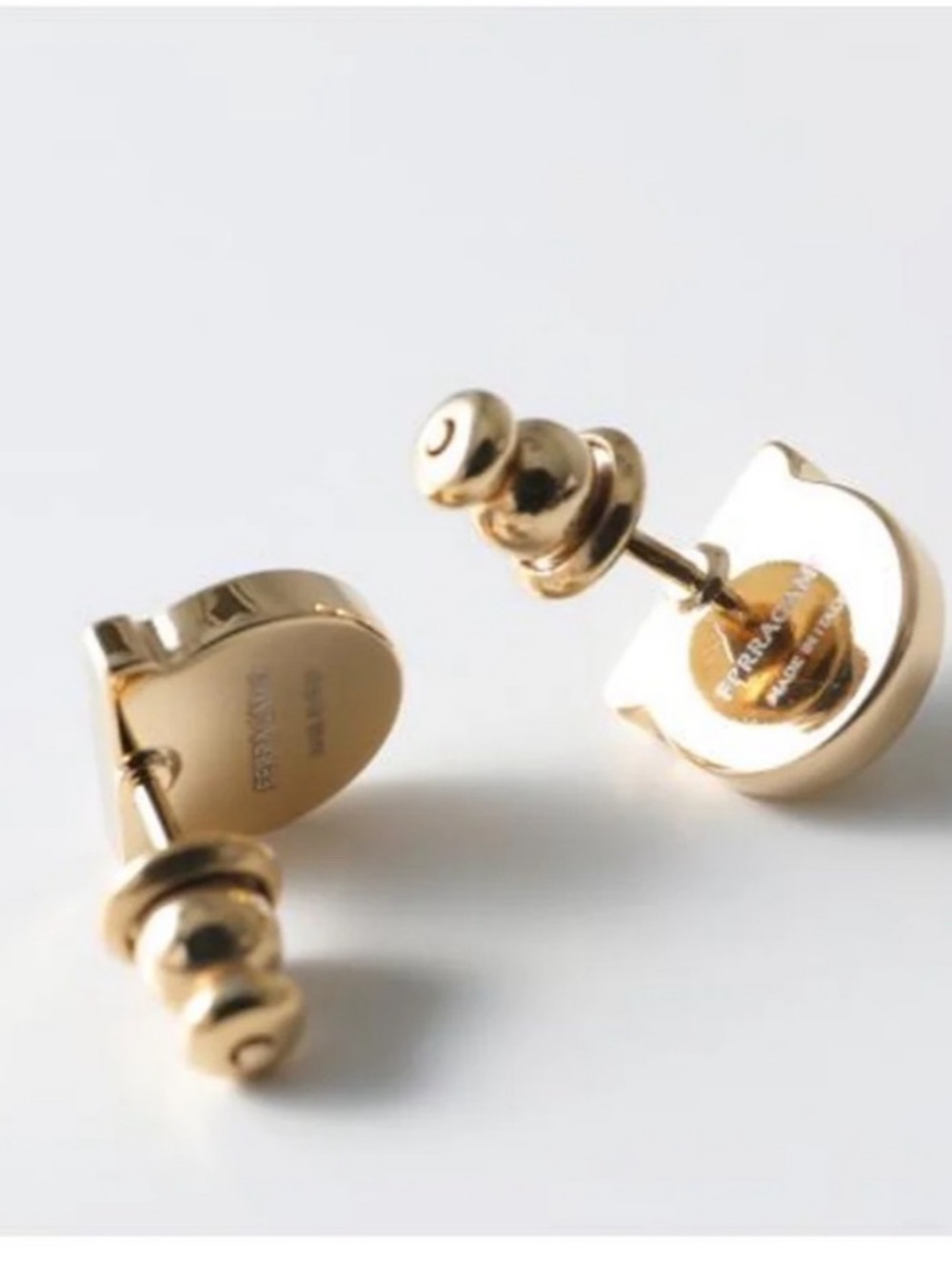 Salvatore Ferragamo Gancini Pearl Stud Earrings Gold & White - Picture 6 of 6